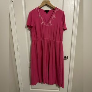 Lane Bryant Pink Maxi Dress With White Embroidery New With Tags Size 18